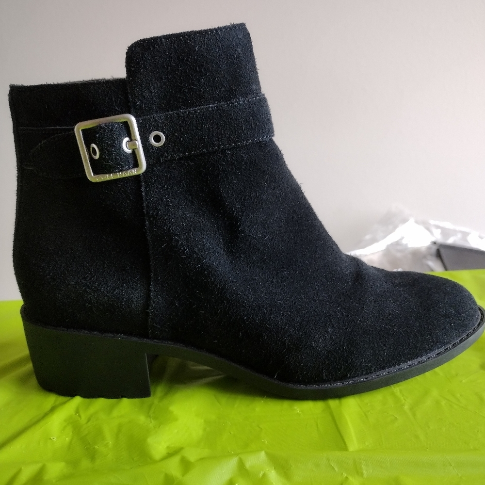 Cole Haan Black Suede Waterproof Ankle Boots